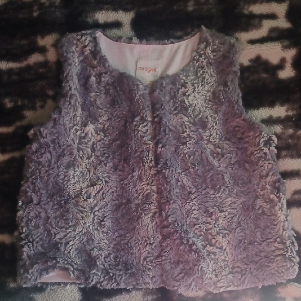 Cat & Jack Grey Blue Faux Fur Vest